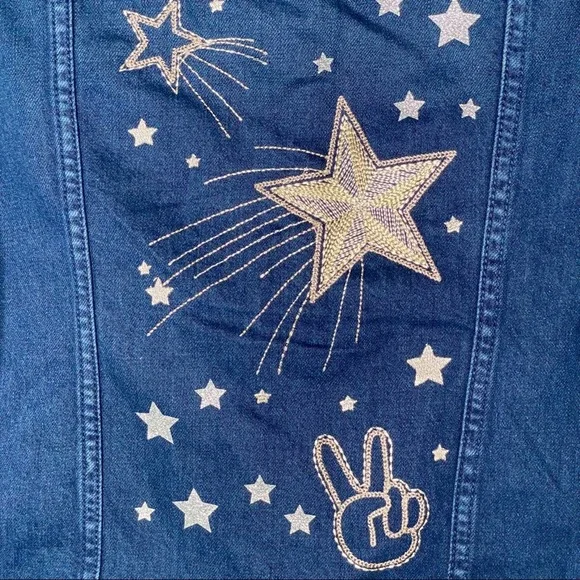 NWOT Kids Girls Gap Denim Jean Cat Star Jacket XL